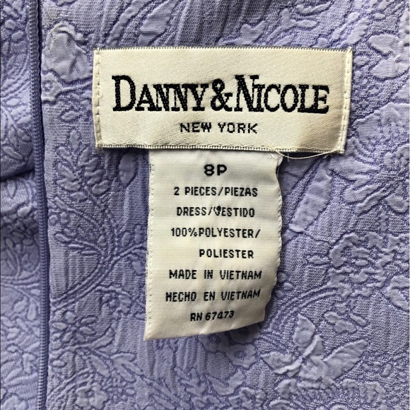 Danny & Nicole embroidered floral lavender dress - Picture 6 of 7